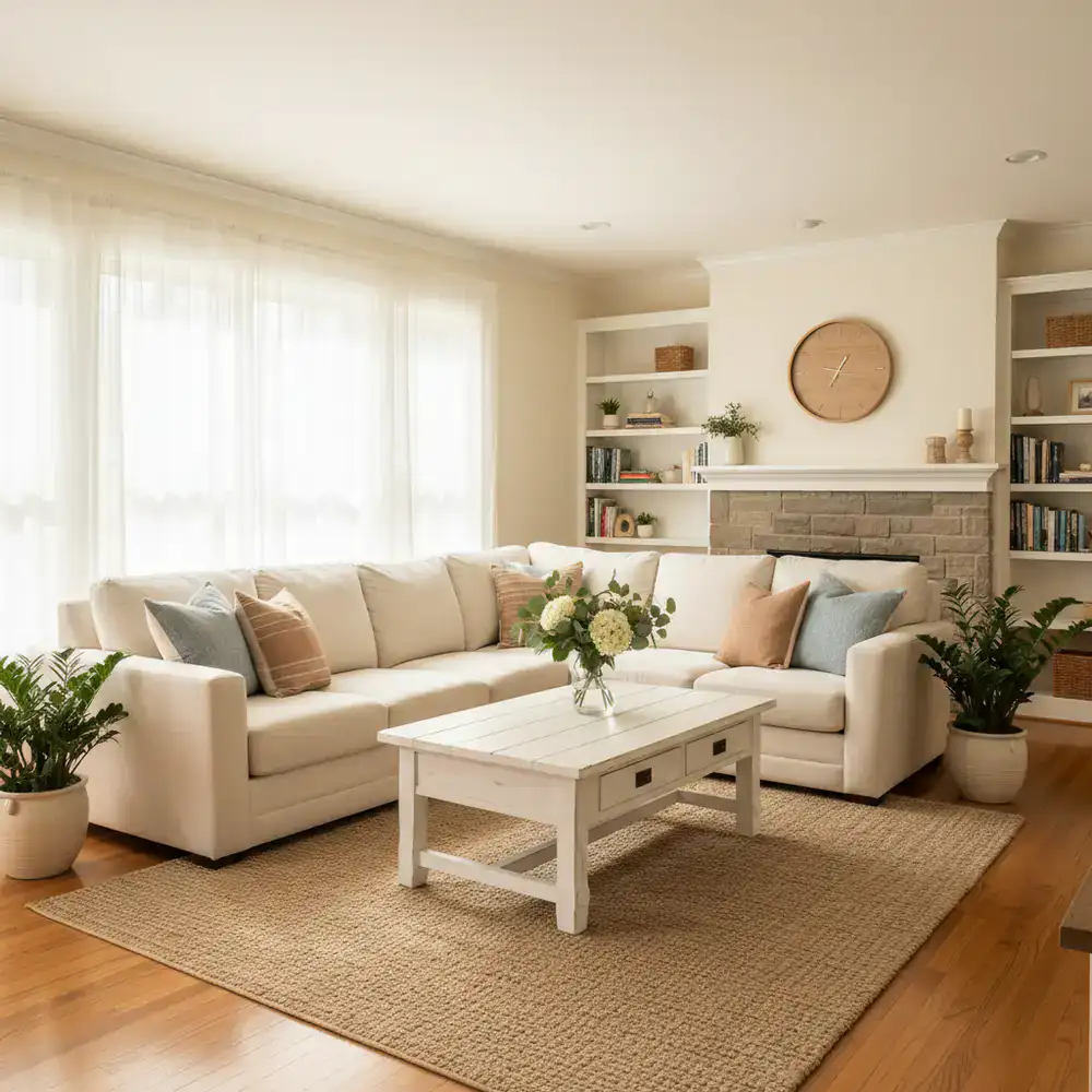 Freshly cleaned bright living room